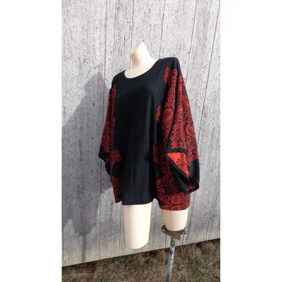 John Mark Rust Black Pullover Poncho W Extra Scarf Platinum 2X 3X NWT $129 - Picture 6 of 13